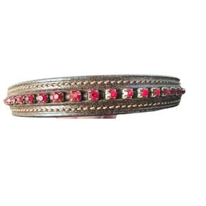 English Bridle brow band red gems